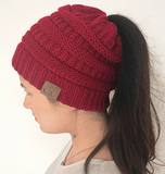 PONYTAIL/MESSY BUN BEANIE CAP - B ANN'S BOUTIQUE