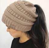 PONYTAIL/MESSY BUN BEANIE CAP - B ANN'S BOUTIQUE