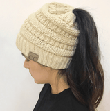 PONYTAIL/MESSY BUN BEANIE CAP - B ANN'S BOUTIQUE