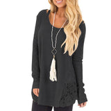 PULLOVER SWEATER WITH LACE SIDE INSERTS - B ANN'S BOUTIQUE, LLC