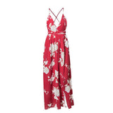 RED FLORAL MAXI WRAP DRESS - B ANN'S BOUTIQUE, LLC