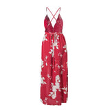 RED FLORAL MAXI WRAP DRESS - B ANN'S BOUTIQUE, LLC