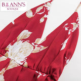 RED FLORAL MAXI WRAP DRESS - B ANN'S BOUTIQUE, LLC