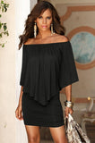 RUFFLE OVERLAY FITTED DRESS - B ANN'S BOUTIQUE, LLC