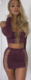 SERENA SUEDE LACE-UP SKIRT SET - B ANN'S BOUTIQUE