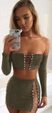 SERENA SUEDE LACE-UP SKIRT SET - B ANN'S BOUTIQUE