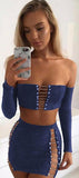 SERENA SUEDE LACE-UP SKIRT SET - B ANN'S BOUTIQUE