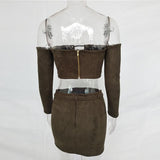 SERENA SUEDE LACE-UP SKIRT SET - B ANN'S BOUTIQUE