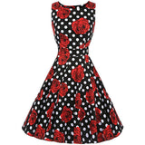 VINTAGE ROSE & POLKA DOT SWING DRESS - B ANN'S BOUTIQUE