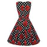 VINTAGE ROSE & POLKA DOT SWING DRESS - B ANN'S BOUTIQUE