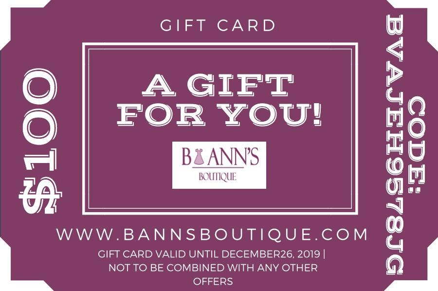 B ANN&#39;S BOUTIQUE GIFT CARDS