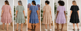 V-NECK RUFFLE DRESS