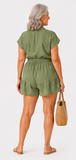 LINEN BLEND RUFFLE ROMPER - B ANN'S BOUTIQUE