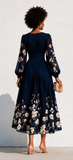 BLOOMING FLORAL CHIFFON MIDI  DRESS