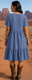 V-NECK RUFFLE DRESS