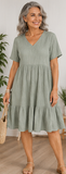 V-NECK RUFFLE DRESS