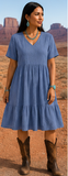 V-NECK RUFFLE DRESS