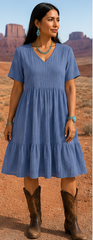 V-NECK RUFFLE DRESS