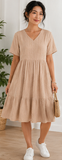 V-NECK RUFFLE DRESS