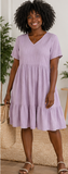 V-NECK RUFFLE DRESS