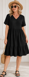 V-NECK RUFFLE DRESS