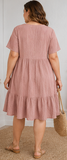 V-NECK RUFFLE DRESS
