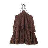 POLKA DOT TIERED HALTER MINI DRESS