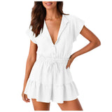 LINEN BLEND RUFFLE ROMPER