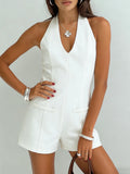HIGH-WAIST TUXEDO ROMPER