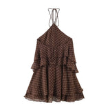 POLKA DOT TIERED HALTER MINI DRESS