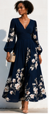 BLOOMING FLORAL CHIFFON MIDI  DRESS