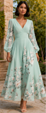 BLOOMING FLORAL CHIFFON MIDI  DRESS