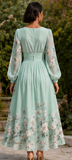 BLOOMING FLORAL CHIFFON MIDI  DRESS