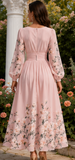 BLOOMING FLORAL CHIFFON MIDI  DRESS