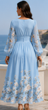 BLOOMING FLORAL CHIFFON MIDI  DRESS