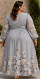 BLOOMING FLORAL CHIFFON MIDI  DRESS