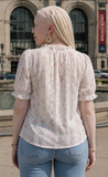 BLUSHING BLOOMS LACE PUFF SLEEVES BLOUSE