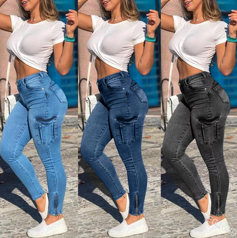 STREETWEAR DISTRESSED CARGO JEANS