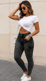 STREETWEAR DISTRESSED CARGO JEANS