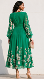 BLOOMING FLORAL CHIFFON MIDI  DRESS
