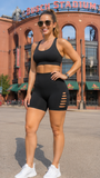 B-ACTIVE BLISS HIGH-WAIST CUTOUT SHORTS