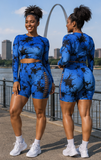 B-ACTIVE BLISS TIE-DYE CUTOUT SHORTS