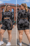 B-ACTIVE BLISS TIE-DYE CUTOUT SHORTS