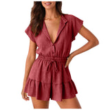 LINEN BLEND RUFFLE ROMPER