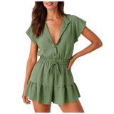LINEN BLEND RUFFLE ROMPER