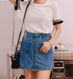 A+ DENIM BUTTON-UP MINI - B ANN'S BOUTIQUE