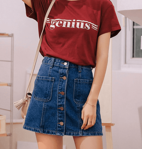 A+ DENIM BUTTON-UP MINI - B ANN'S BOUTIQUE