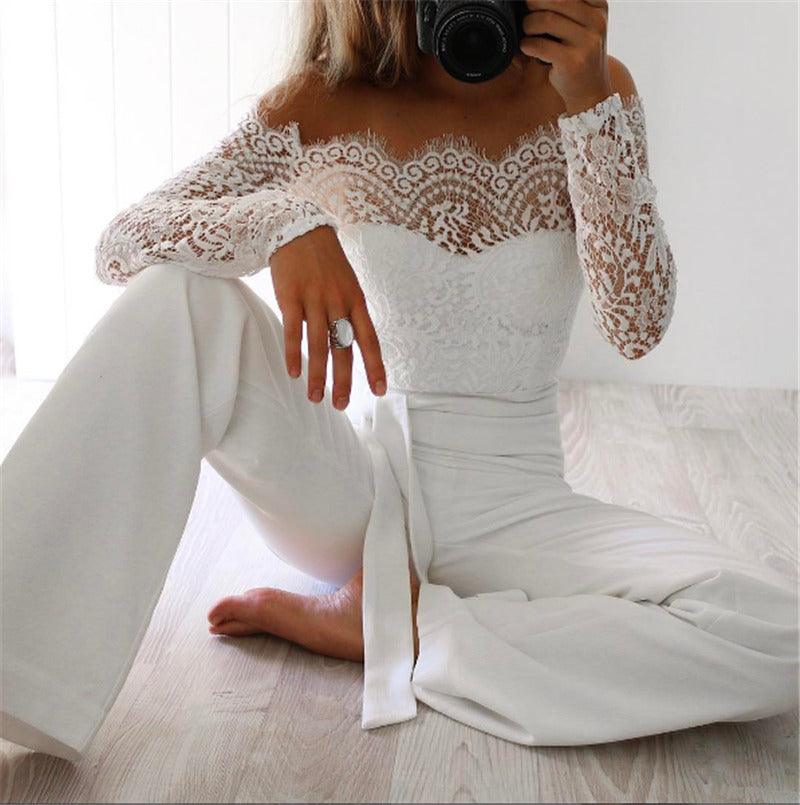 A Little Lace On Top Jumpsuit Large / Ivory A Little Lace On Top Jumpsuit Large / Ivory