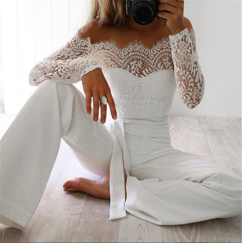 A LITTLE LACE ON TOP JUMPSUIT - B ANN'S BOUTIQUE