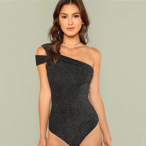 ALL THAT GLITTERS —ONE SHOULDER BODYSUIT - B ANN'S BOUTIQUE